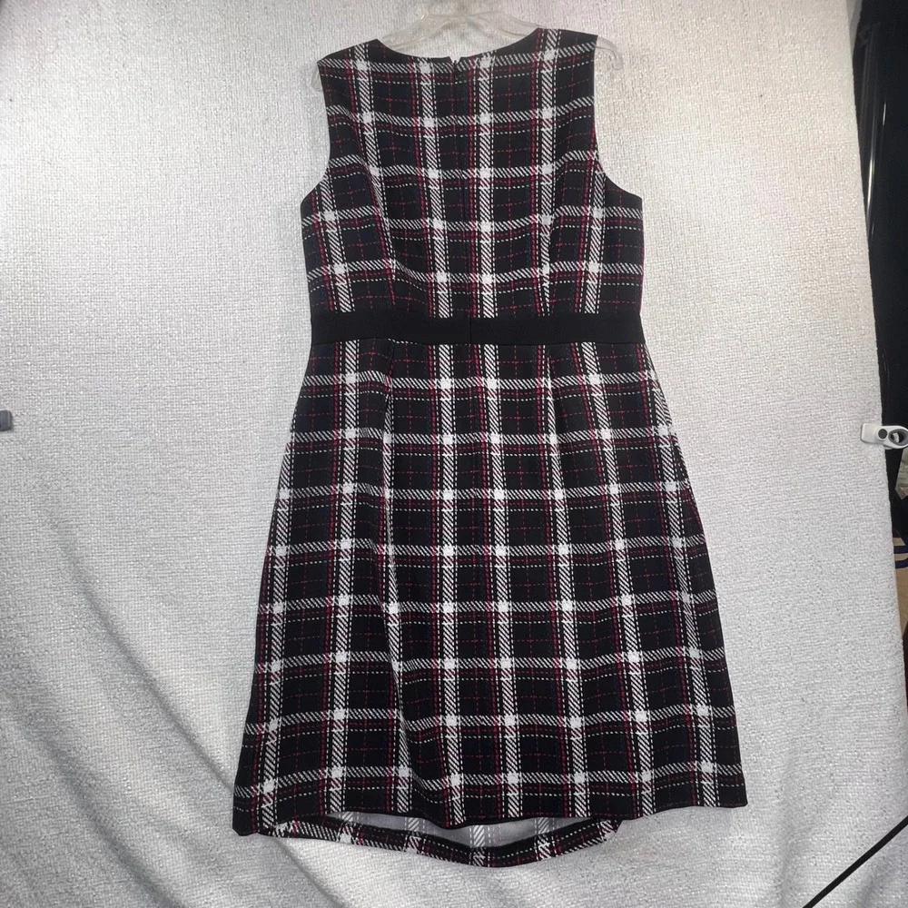 Vince Camuto Black‎ White Plaid Sleeveless Sheath Dress Plus Size 14W Business